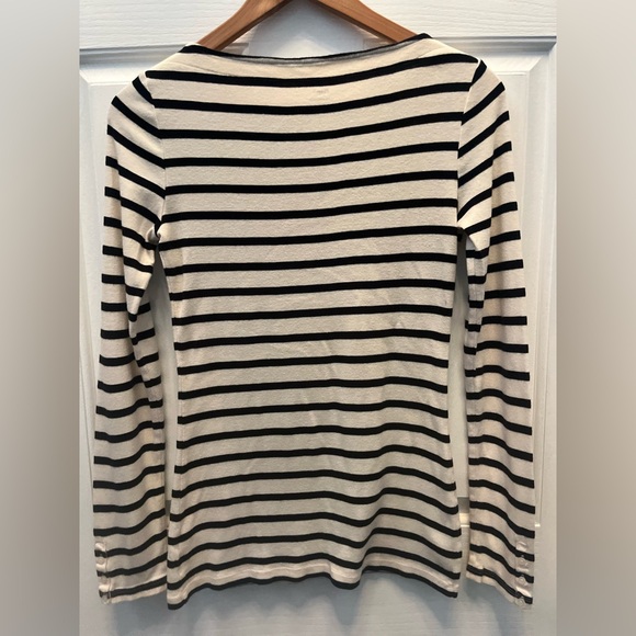 Pre-Owned GAP  Supersoft Women's Long Sleeve Striped Top - Black & Cream- Small - Picture 5 of 5